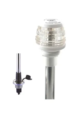 Offerta Del Giorno Asta Estraibile in Acciaio Inox con Base ad Incasso e Fanale a 360° - Omologata R.I.Na. e M.M.M per Imbarcazioni fino a 20 mt - H. 1000 mm