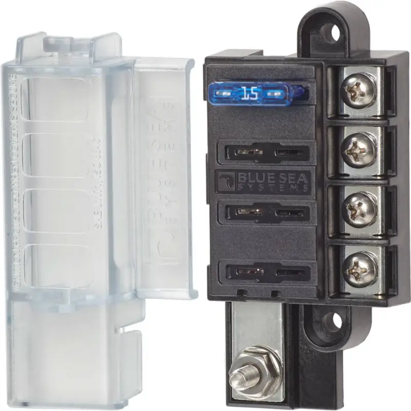 Porta Fusibili ST Blade Compatto per Nautica - Blue Sea 5046, per Fusibili ATO/ATC, Protezione ISO 8846 e SAE J1171, Ingressi Monolaterali e Compatibile con Terminali ad Anello o a Forcella. Ultime Pezzi