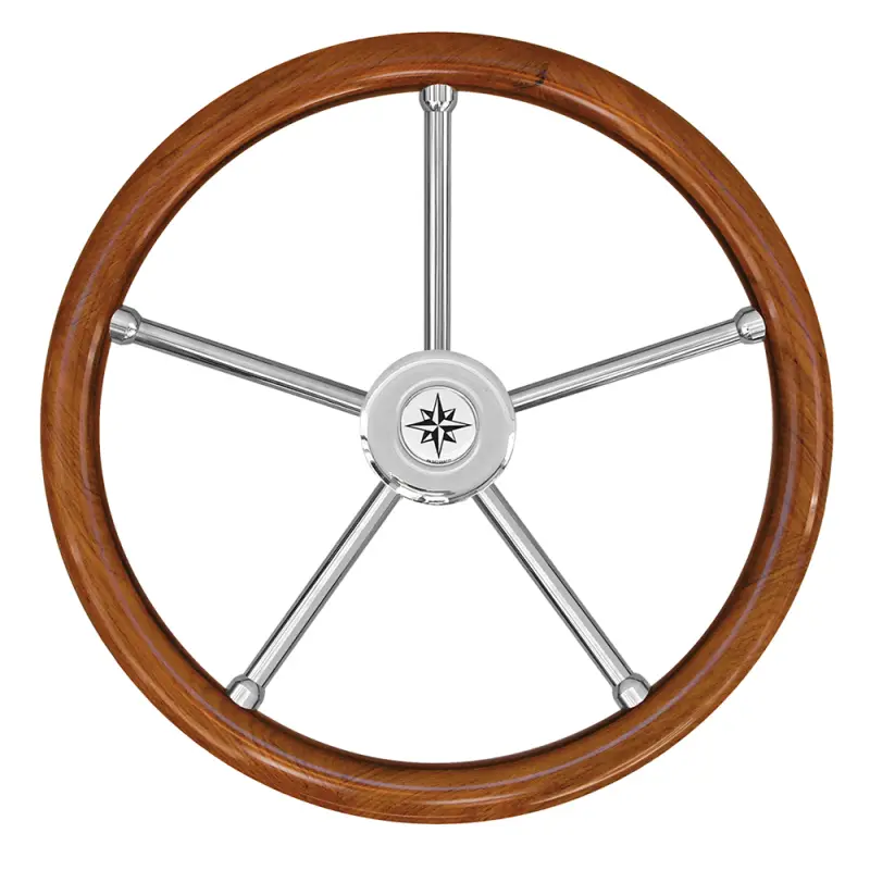 Pagamento Sicuro Volante in Teak Savoretti con Impugnatura in Legno e Razze in Acciaio Inox per Barche e Vela