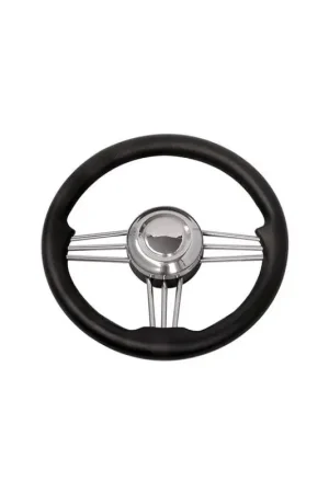 Bestseller Ruota Timone T14 Ø 350 mm - Volante 9 Razze in Acciaio Inox Lucidato a Specchio con Impugnatura Morbida e Mozzo in Alluminio - Inclinazione 7°