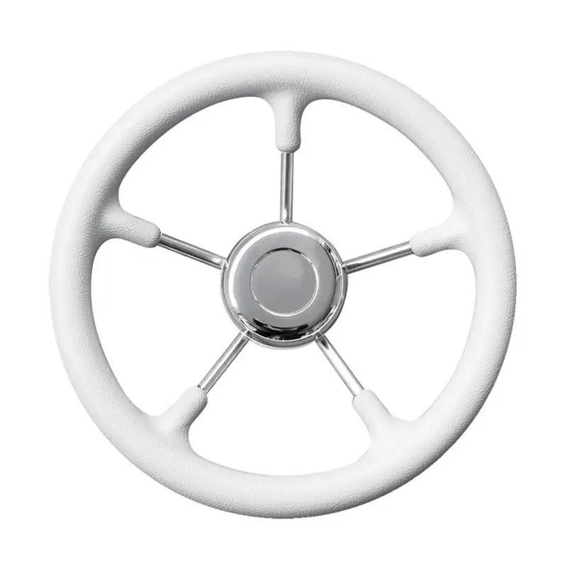 Volante Bianco Savoretti a 5 Razze con Impugnatura in Poliuretano Morbido e Razze in Acciaio Inox - Perfetto per Barche e Yacht Offerta Limitata