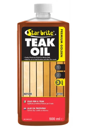 Spedito Oggi Teak Oil Premium Gold - Olio di Teak di Alta Qualità per Nautica, Resistente all'Acqua Salata e Raggi UV, Asciugatura Rapida, Colore Dorato Naturale, Dura fino a 6 Volte di Più