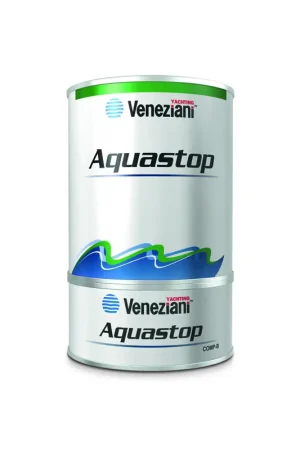 Protettivo epossidico Aquastop Veneziani - Soluzione Bicomponente Senza Solventi per Carene in Vetroresina e Parti Metalliche - Colore Azzurro Trasparente, Resa Teorica 5 mq./It Saldi