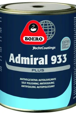 Nuova Collezione Antivegetativa Admiral 933 Plus - Protezione Superiore per Barche a Vela e Motore fino a 25 nodi - Qualità Autolevigante a Base di Rame - Resa Teorica 8 mq/lt - Protezione Fino a 12 Mesi