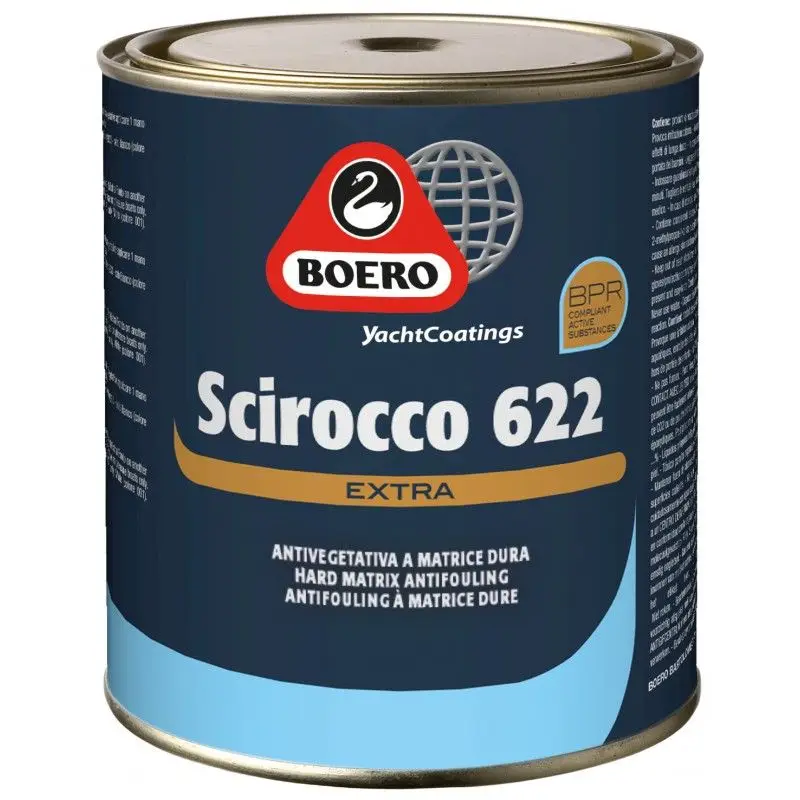 Antivegetativa Scirocco 622 Extra - Protezione Elevata a Base di Rame per Barche e Yacht, Fino a 12 Mesi di Durata, Resa Teorica 8 mq/lt Offerta Speciale