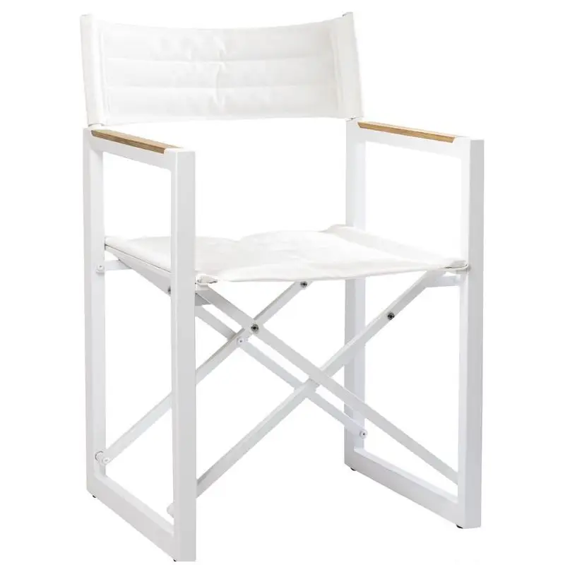 Compra Oggi Stesso Sedia pieghevole in alluminio e teak ARC The Square bianca con tessuto tecnico Batyline®