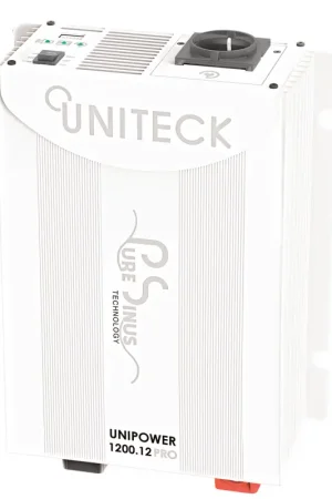 Inverter UNIPOWER PRO 1200W - Trasformazione 12V CC in 230V CA con onda sinusoidale pura per apparecchi sensibili, modalità eco e bassi consumi. Soddisfatti O Rimborsati