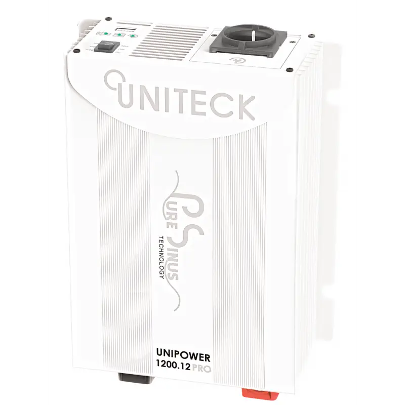 Inverter UNIPOWER PRO 1200W - Trasformazione 12V CC in 230V CA con onda sinusoidale pura per apparecchi sensibili, modalità eco e bassi consumi. Soddisfatti O Rimborsati
