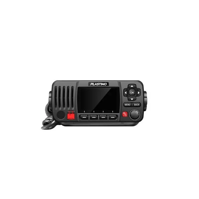 Plastimo VHF Fisso FX-500+ con Antenna GPS Remota, Impermeabile, Compatto, Potenza 1/25 W, Microfono Removibile, Funzione ASN, Schermo Retroilluminato, Certificato IPX7. Quantità Limitata