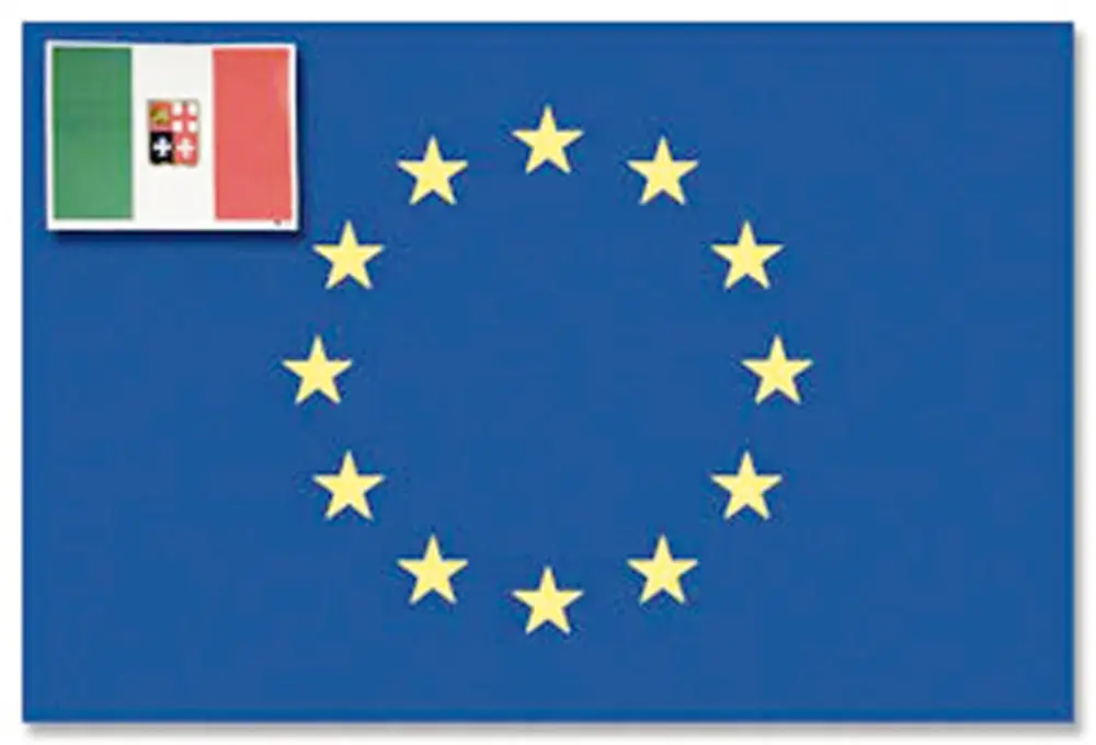 Bandiera europa+italia cm.20x30 Affare