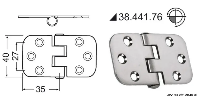 Acquista Ora Cerniera Inox Rovesciata 70x39 mm