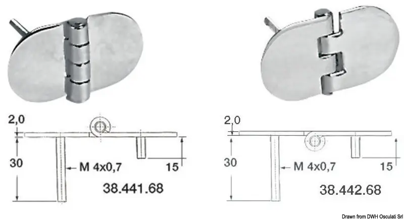 Prezzo Conveniente Cerniera in Acciaio Inox con Prigionieri Nodo Sporgente 68,5x38,5 mm