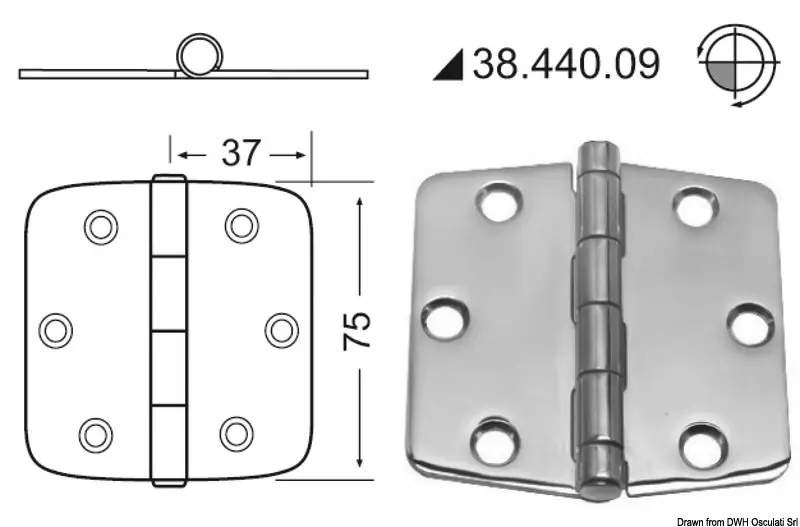 Prezzo Di Fabbrica Cerniera Nodo Sporgente in Acciaio Inox 74x75 mm