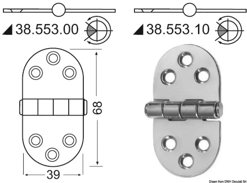 Cerniera Mezzo Incasso 2 mm in Acciaio Inox 68x39 mm Compra Online