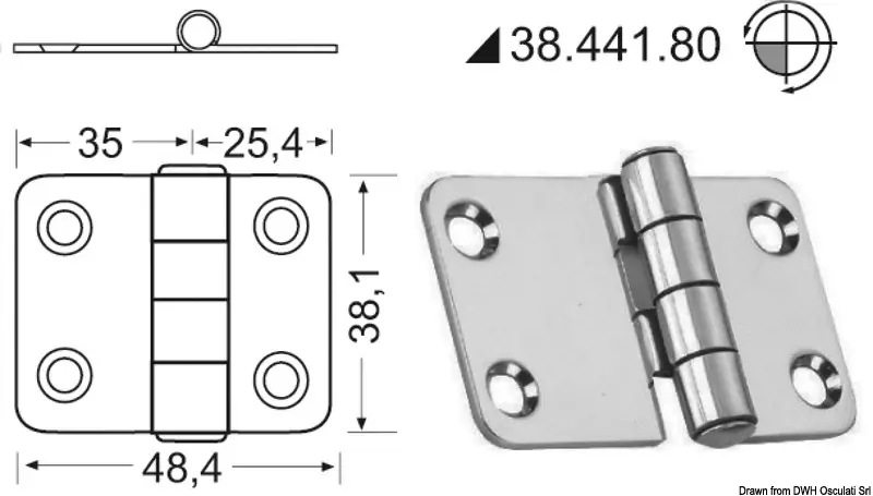 Miglior Prezzo Cerniera Nodo Sporgente in Acciaio Inox 60,4x38,1 mm