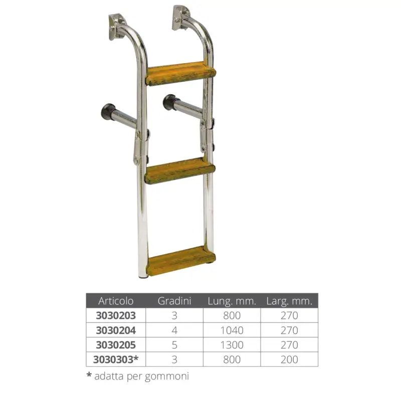 Compra Oggi Stesso Scaletta inox/legno 3 gr.mm 800x270