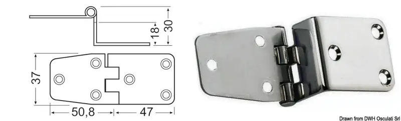 Cerniera a Sbalzo in Acciaio Inox 97,8x37 mm Pagamento Sicuro