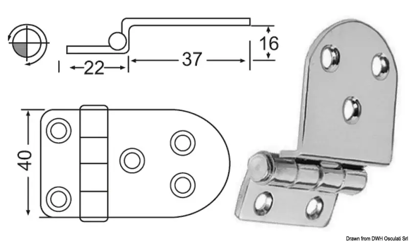 Cerniera in Acciaio Inox a Sbalzo 59x40 mm Soddisfatti O Rimborsati