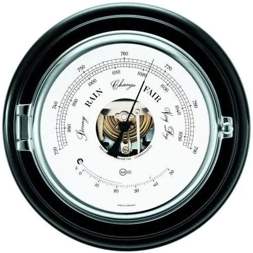 Baro-termometro Serie Columbus Barigo Ottone Cromato e Cornice Nera Acquista Ora