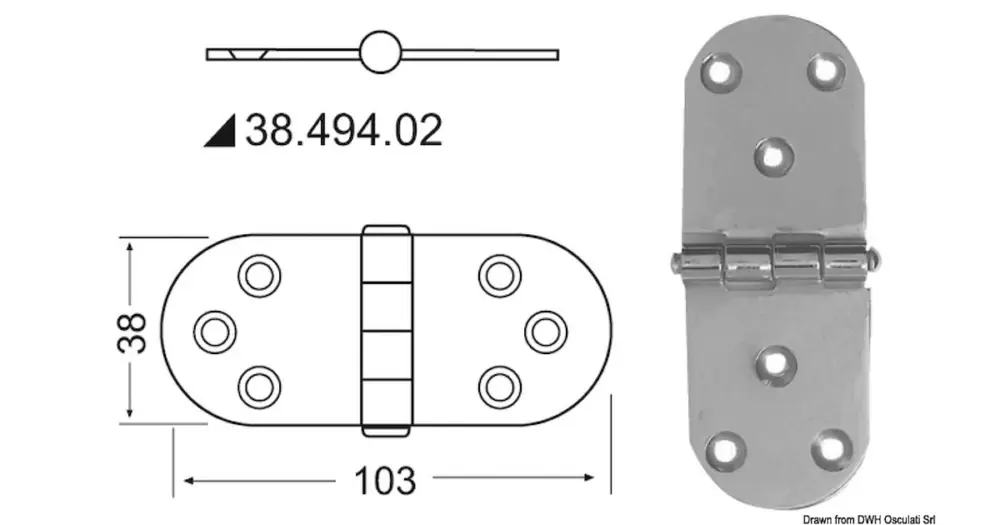 Cerniera inox 103x38 mm sporgente Compra Online