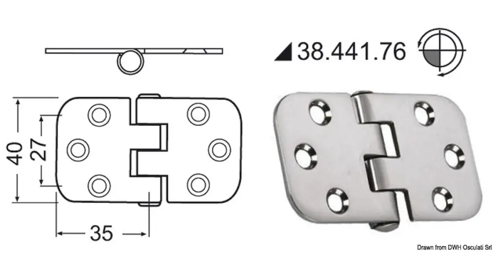 Promozione Cerniera inox rovesciata 70x39 mm