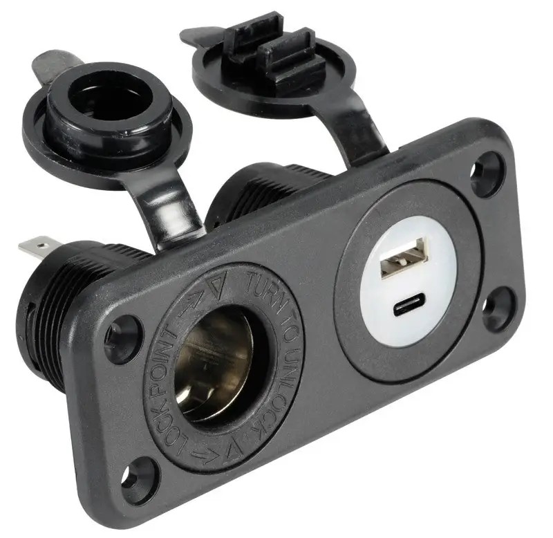 Occasione Imperdibile Presa accendisigari + USB-A + USB-C nera
