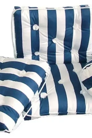 Compra Adesso Cuscino in cotone blu e bianco 430 x 350 mm