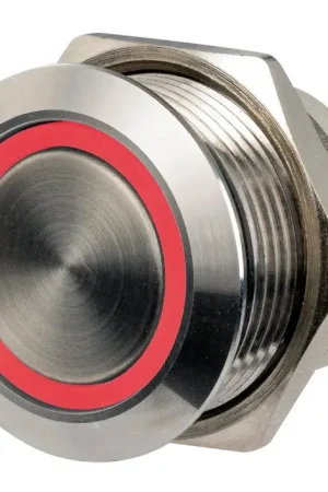 Interruttore FLAT inox ON Momentaneo - OFF12/24 V rosso Pagamento Sicuro