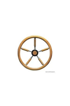 Timone con cerchio esterno e razze rivestite in teak Prezzo Scontato