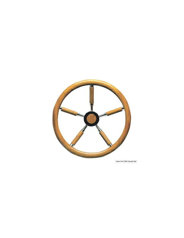 Timone con cerchio esterno e razze rivestite in teak Prezzo Scontato
