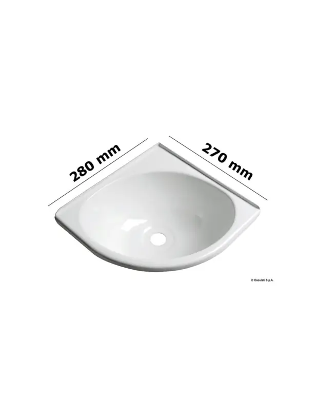 Scelto Dai Clienti Lavello ad angolo in ABS bianco termoformato, 280x270x102 mm