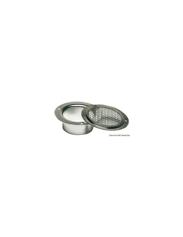 Solo Oggi Griglia entrata/uscita aria in acciaio inox con reticella e collo, Ø 58 mm