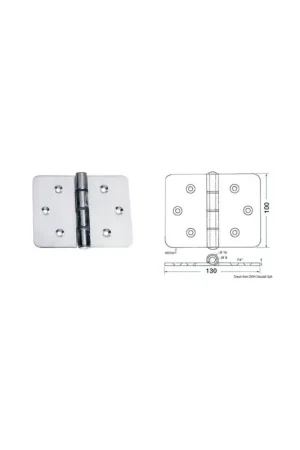 Maxi cerniera acciaio inox AISI 316 lucidato a specchio, asse 8 mm Economico