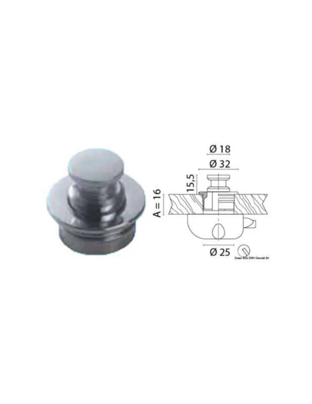 Pomello con ghiera in ottone cromato per scrocchetto serie 38.180 Promo Stagionale