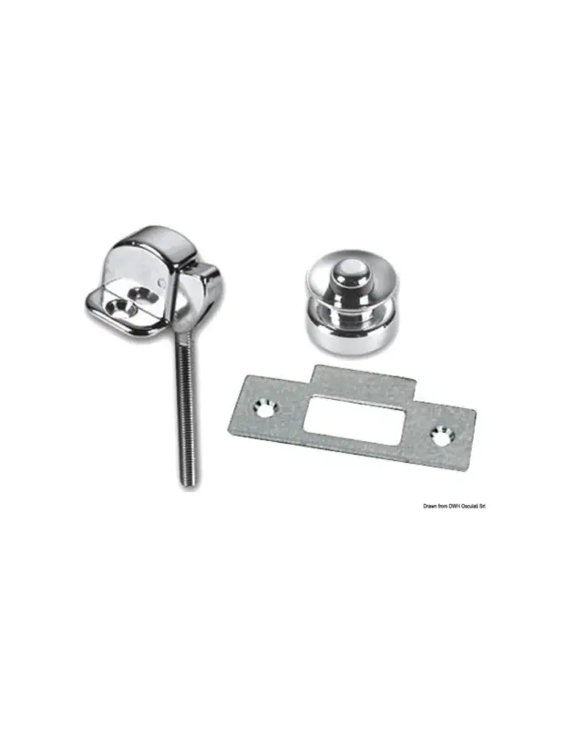 Scrocco a pulsante in ottone cromato, pomolo Ø 25 mm, 30x23 mm Ultima Occasione