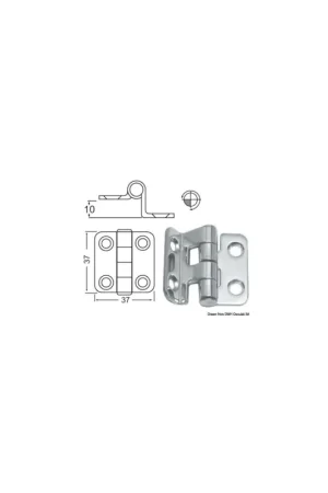 Bestseller Cerniera a sbalzo inox specchio 37x37 mm, asse frenato, spessore 2 mm
