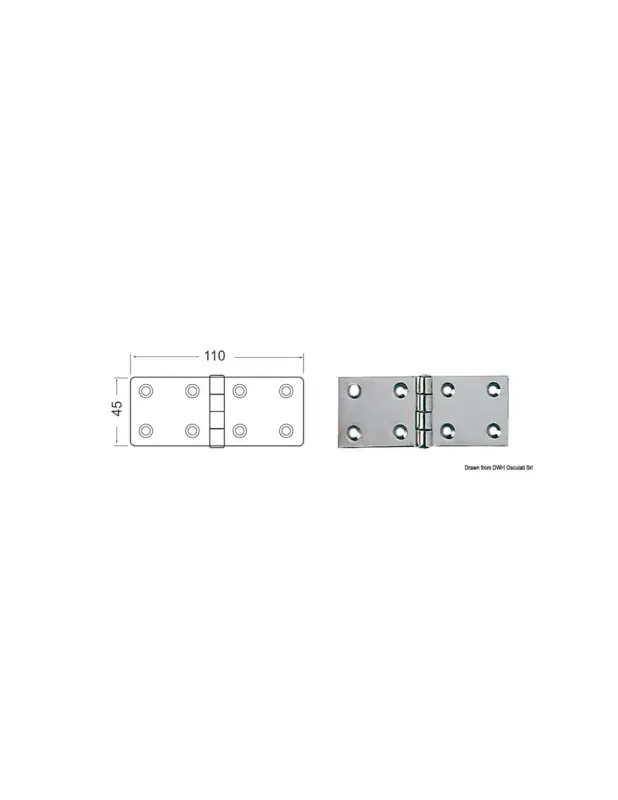 Cerniera in acciaio inox 2,5 mm, 45x110 mm Offerta Speciale