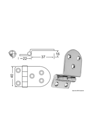 Super Prezzo Cerniera a sbalzo inox lucida, asse frenato, 59x40 mm