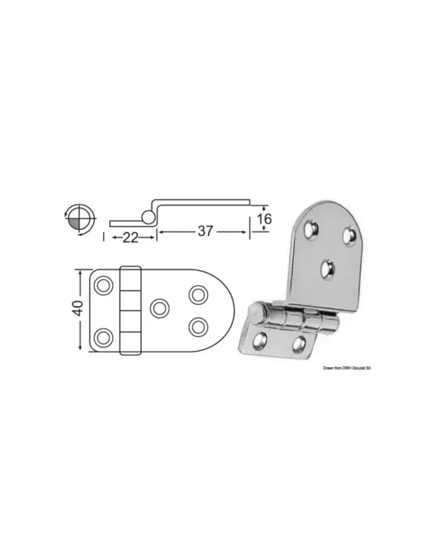 Super Prezzo Cerniera a sbalzo inox lucida, asse frenato, 59x40 mm