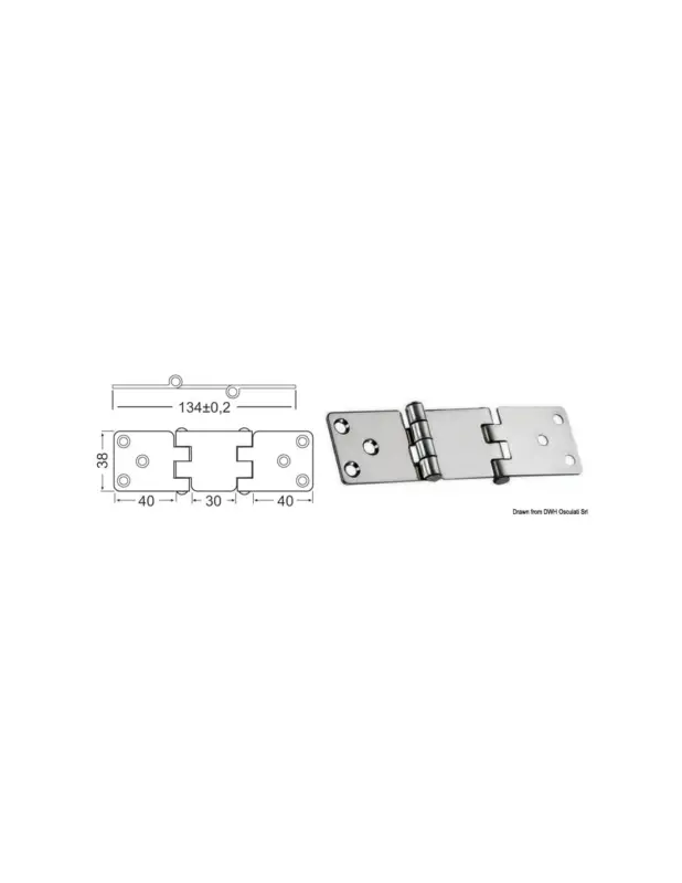 Reso Gratuito Cerniera a sbalzo inox lucida, asse frenato, 134x38 mm