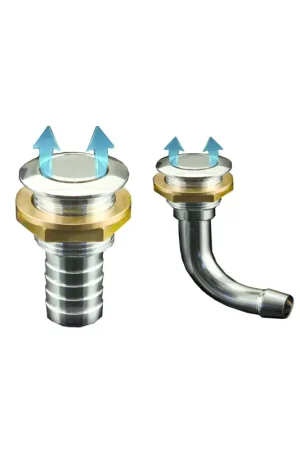 Sfiato incasso ottone cromato antifiamma dritto o curvo G 3/4, Ø 16 o 19 mm Soddisfatti O Rimborsati