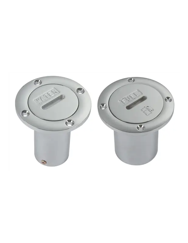 Foresti tappi imbarco ghiera 4 fori, ottone cromato, FUEL Ø 50 mm, WATER Ø Soddisfatti O Rimborsati