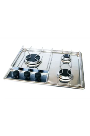 ENO Kos piano cottura incasso 3 fuochi gas inox, 1000-1750-2500 W, 47x39 Quantità Limitata