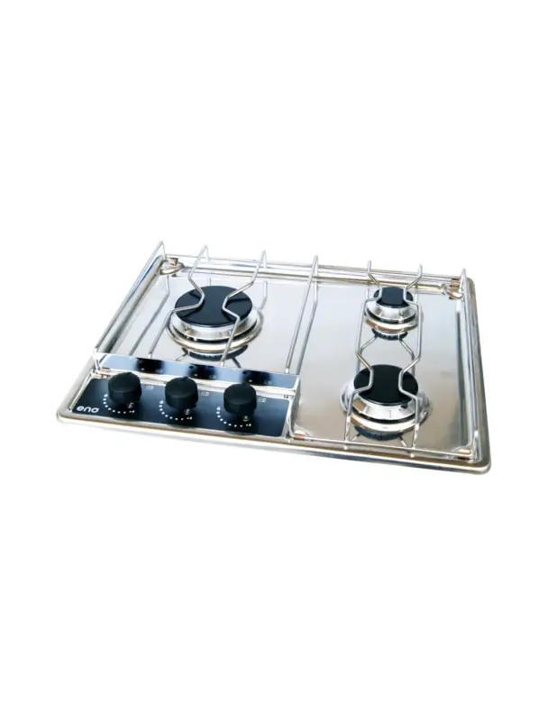 ENO Kos piano cottura incasso 3 fuochi gas inox, 1000-1750-2500 W, 47x39 Quantità Limitata