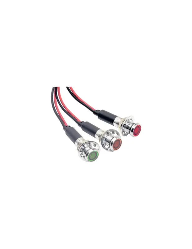 Spia LED ottone cromato 8mm, stagna per pannelli di controllo Affare