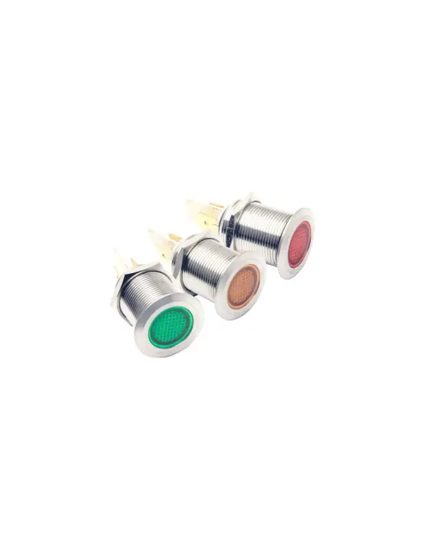 Professionale Spia LED acciaio inox 19mm, stagna per pannelli di controllo
