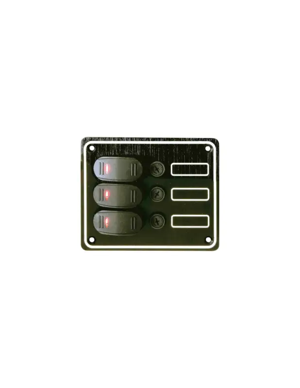 Pannello Contour in alluminio anodizzato IP65 con interruttori e fusibili Popolare