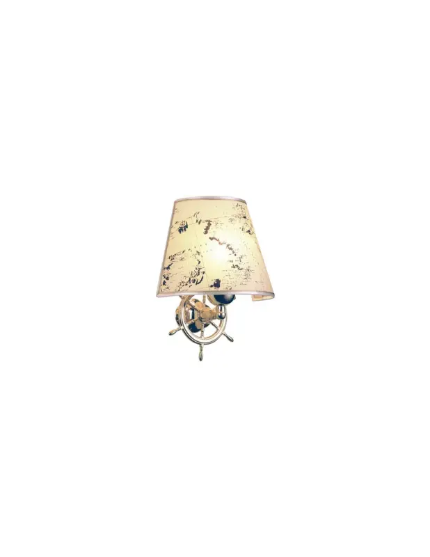 Applique Wheel Shade ottone, paralume con timone, portalampade 220V Promo Stagionale