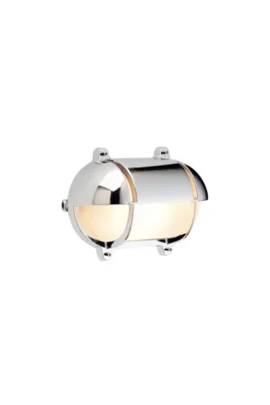 Lampada tartaruga ovale con visiera in ottone cromato, vetro sabbiato IP54 Popolare
