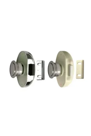 Chiusura a pulsante F&S Standard, cassa 70x50 mm, bianca, pulsante ottone cromato Promozione Esclusiva